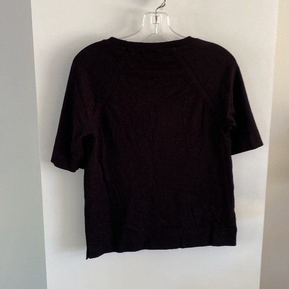ANN TAYLOR factory classic French black short sleeve sweater stretch layering M - Picture 4 of 5